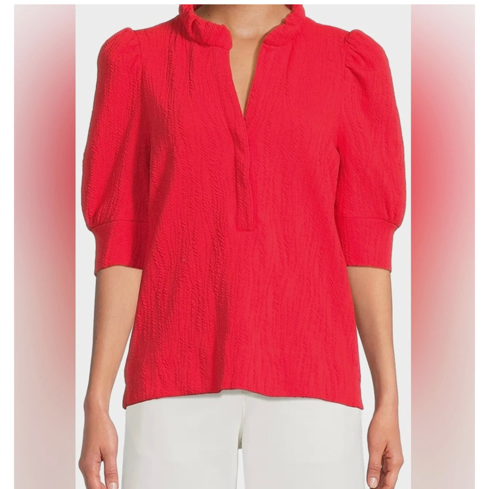 Lilly Pulitzer Elsey Knit Top in Wavy Knit Jacquard Rococo Red Size Small S